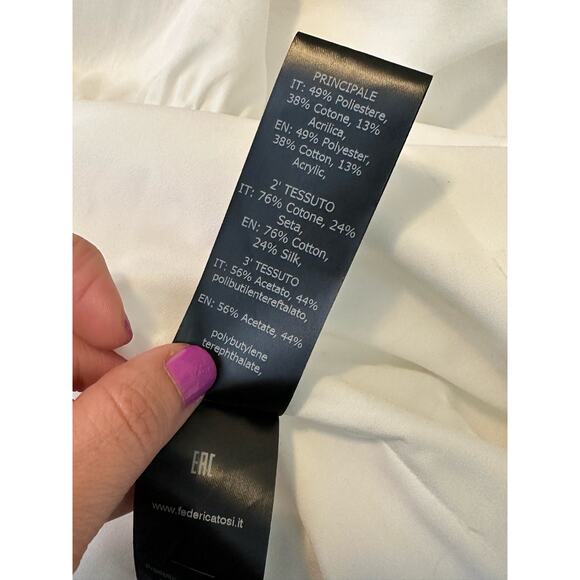 Federica Tosi white puff long sleeves peasant blouse size 46 - Large - Picture 4 of 15